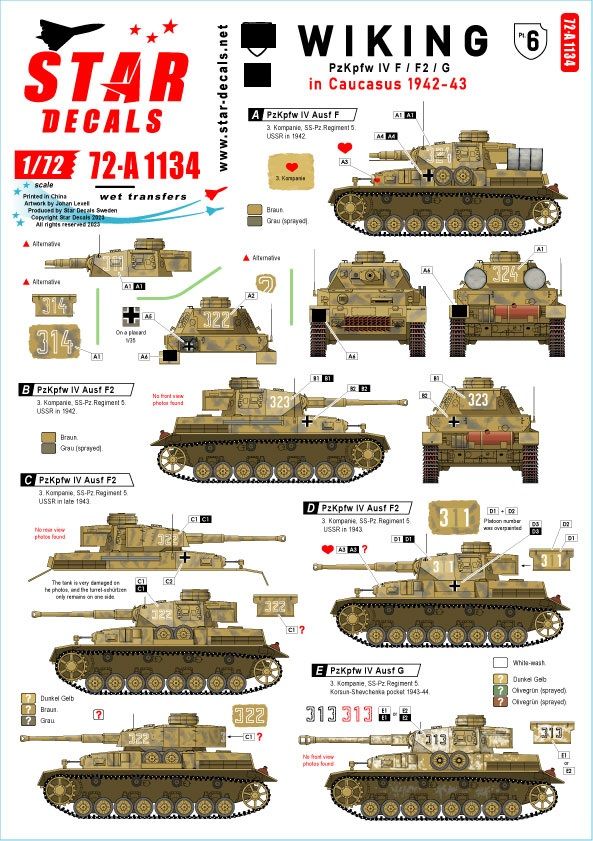 1:72 Wiking #6 - 5. SS-Wiking In Caucasus 1942-43 - 5. SS-Wiking In Caucasus 1942-43 - Pz IV Ausf F, Pz IV Ausf F2 And Pz IV Ausf G