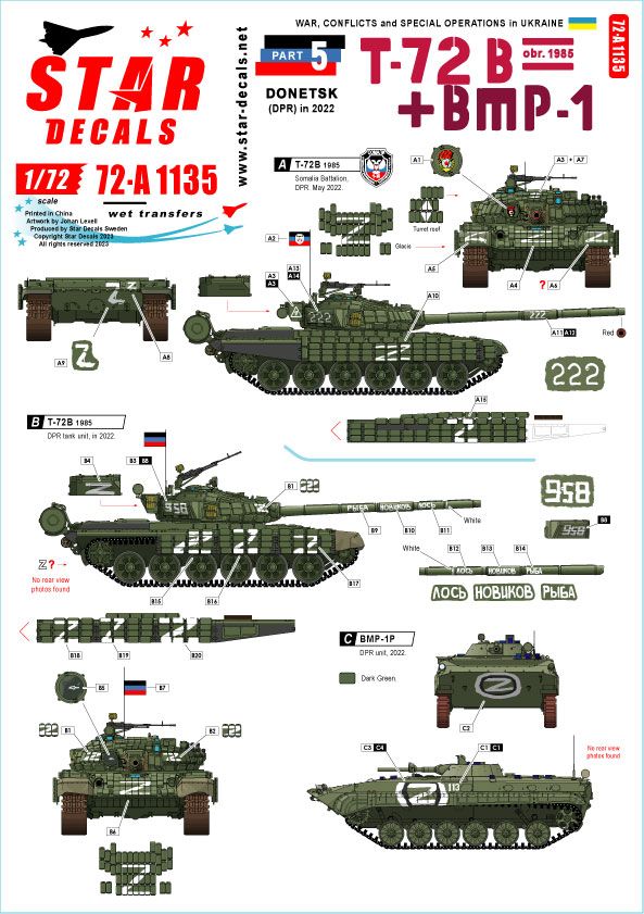 1:72 War in Ukraine #5 - T-72B (1986) And BMP-1 - Tanks And AFVs From The Donetsk Republic In 2022