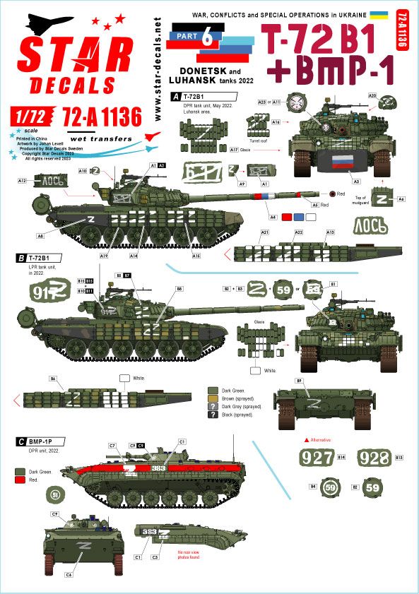 1:72 War in Ukraine #6 - T-72B1 And BMP-1 Tanks And AFVs From The Donetsk And Luhansk Republics In 2022