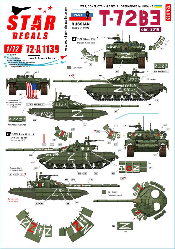 1:72 War in Ukraine #9 - Russian T-72B3 (obr 2016) - Operating In Ukraine In 2022