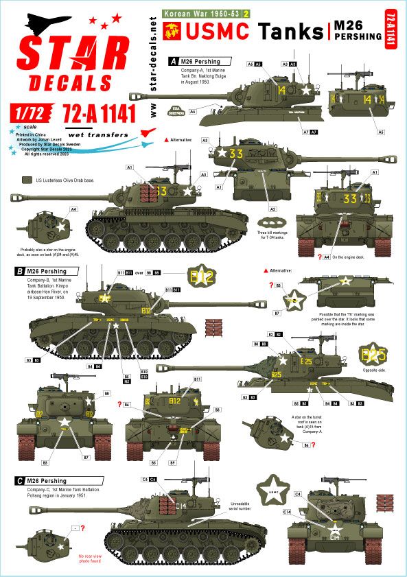 1.72 Korean War 1950-53 #2 - USMC Tanks Pershing - M26 Pershing