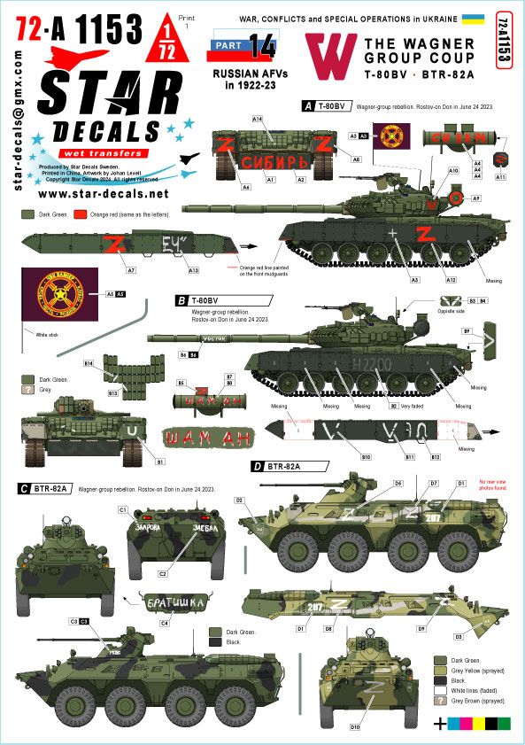 1:72 War In Ukraine #14 - The Wagner Group Coup In 2023 - T-80BV And BTR-82A