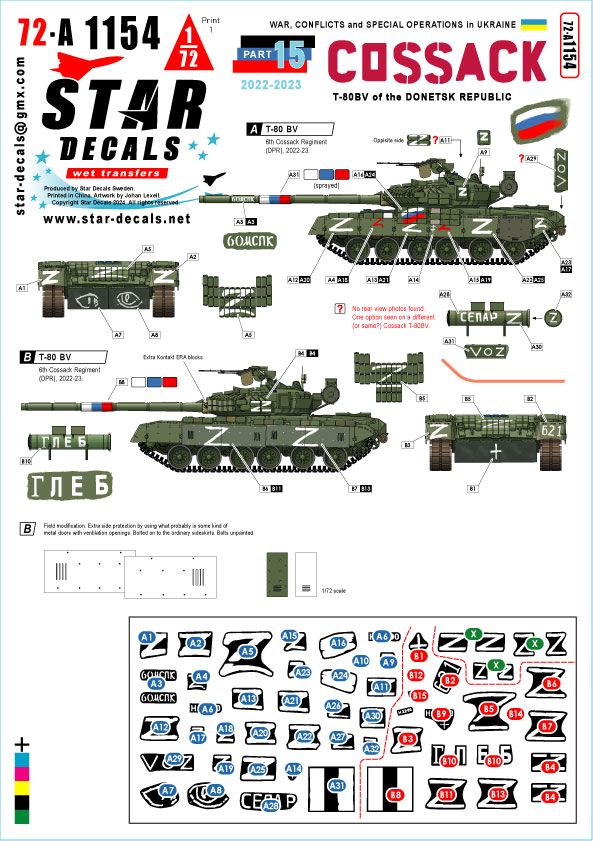 1:72 War In Ukraine #15 - Cossack T-80BV Of The Donetsk Republic - 6th Cossack Regiment 2022-23