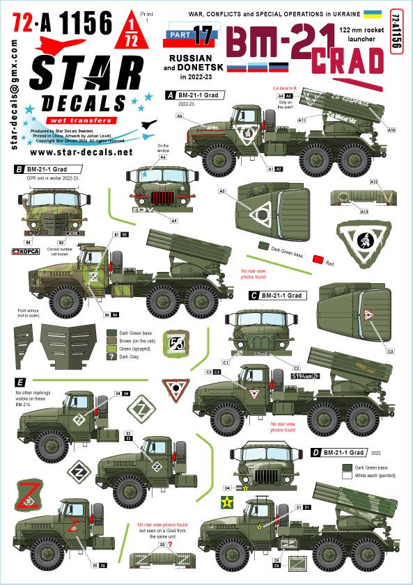 1:72 War In Ukraine #17 - BM-21 Grad 122mm Rocket Launcher - Russian And Donetsk In 2022-23