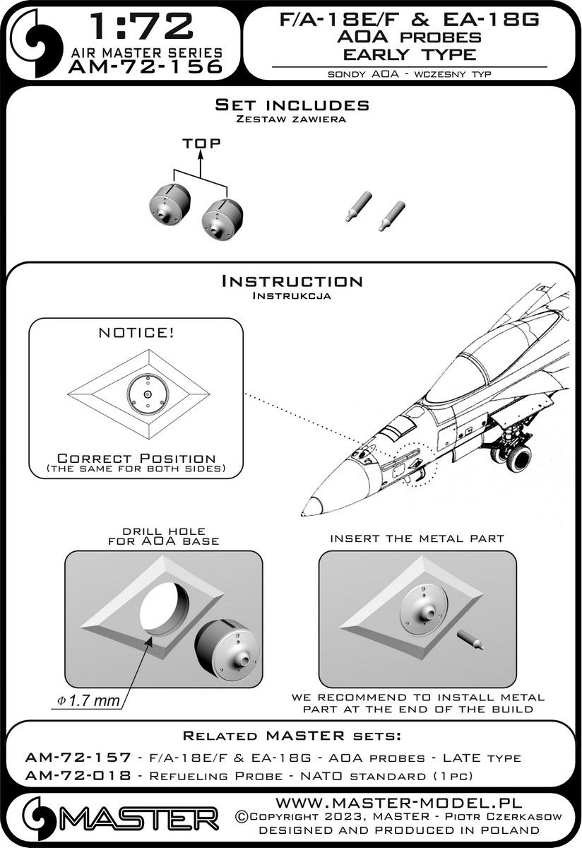 1:72 F/A-18E/F/A-18F Super Hornet & EA-18G Growler - Angle Of Attack probe - early type