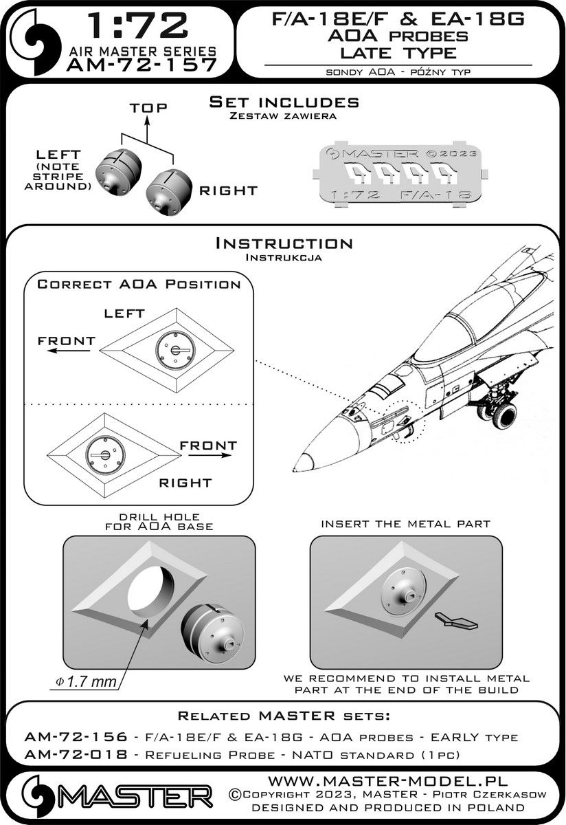 1:72 F/A-18E/F/A-18F Super Hornet & EA-18G Growler - Angle Of Attack probe - late type