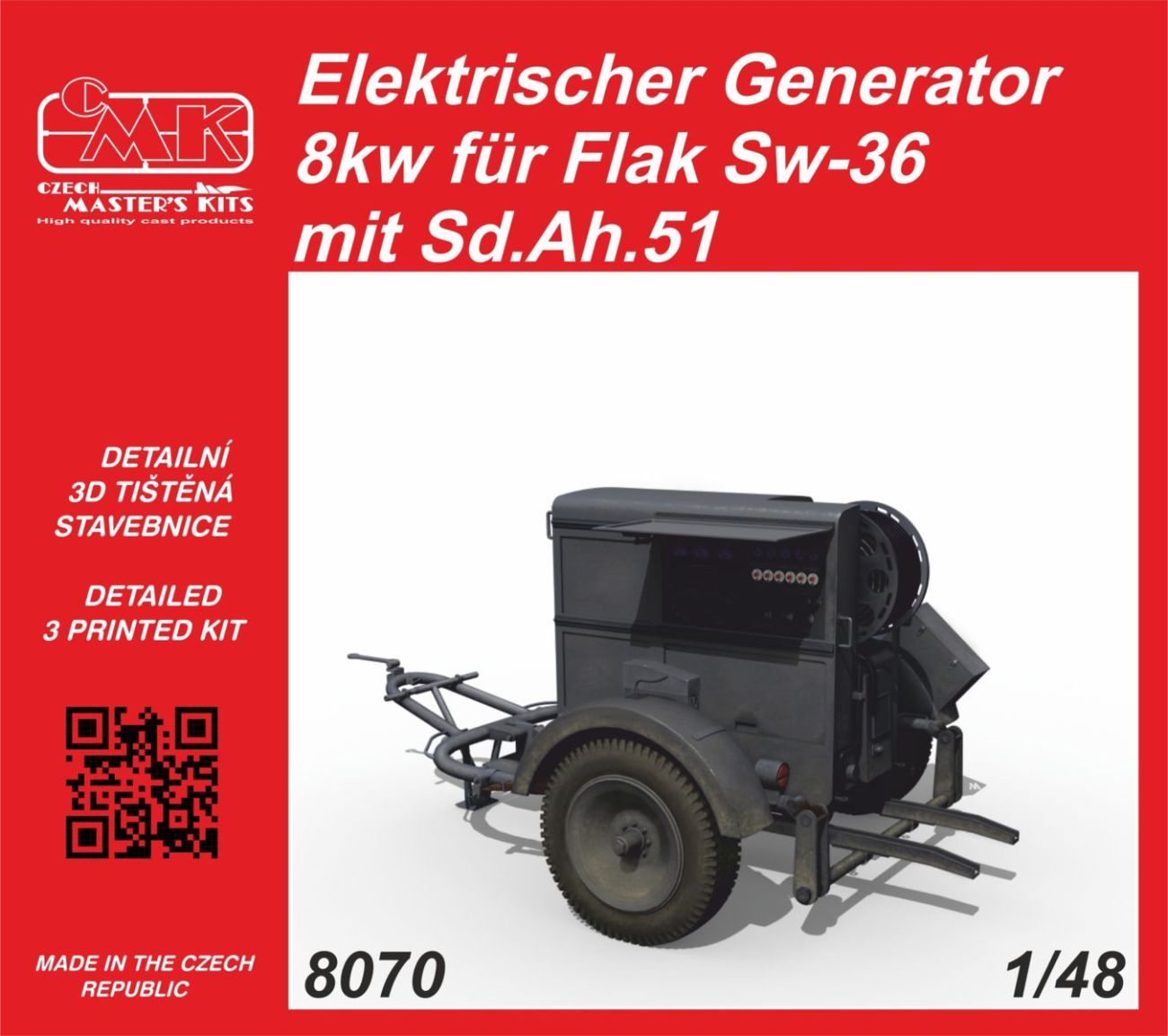 1:48 Elektrischer Generator 8kw für Flak Sw-36 mit Sd.Ah.51