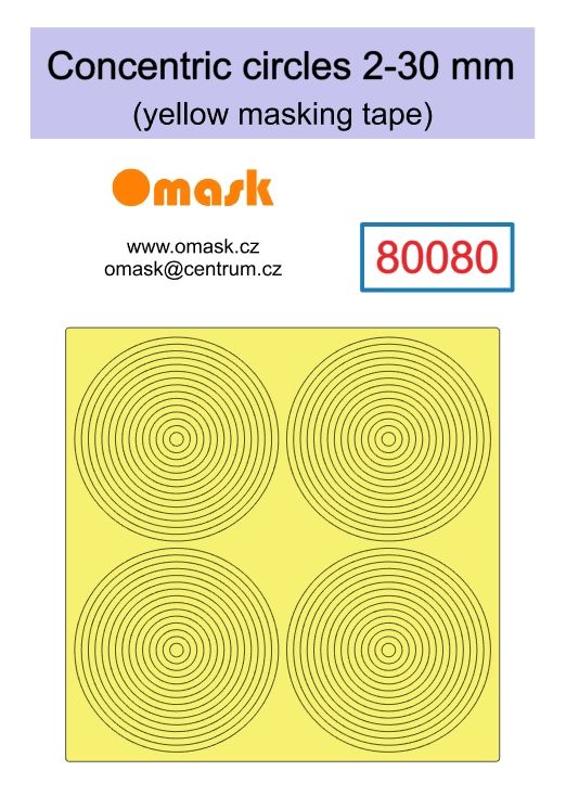 Concentric circles 2-30 mm (yellow masking tape)