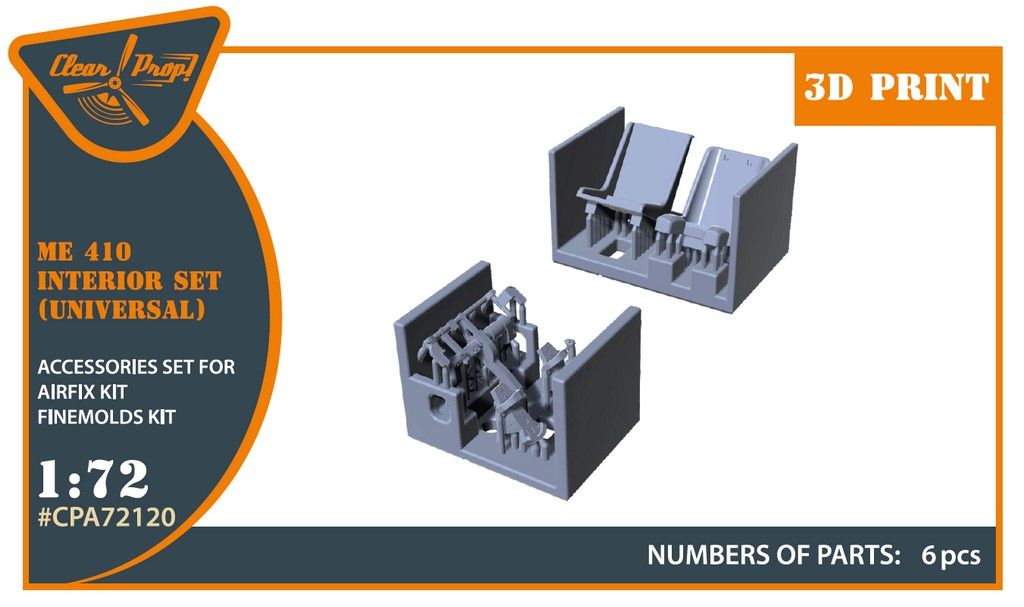 1:72 Me-410 Interior Set (Universal) For Airfix, Finemolds Kits