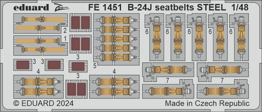 1:48 Consolidated B-24J Liberator seatbelts STEEL