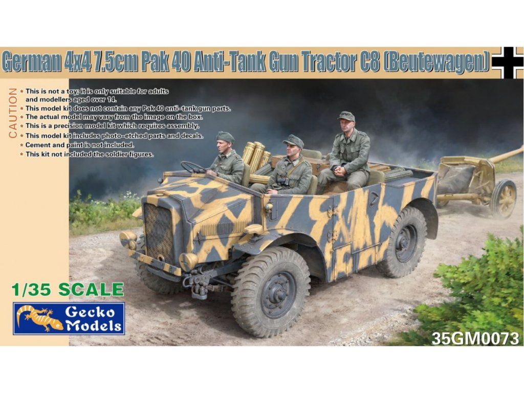 1:35 German 4x4 7.5cm Pak 40 Anti-Tank Gun Tractor C8 (Beutewagen)
