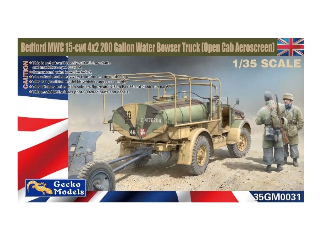 1:35 Bedford MWC 15-cwt 4x2 200 Gallon Water Bowser Truck (Open Cab Aeroscreen) 
