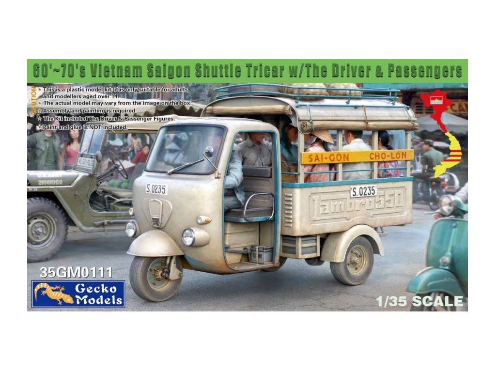 1:35 60'~70's Vietnam Saigon Shuttle Tricar w/ The Driver & Passengers