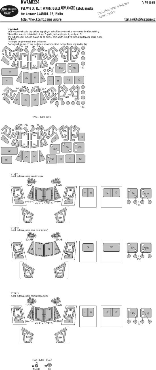 1:48 PZL W-3 (A, RL, T, WARM) Sokol ADVANCED kabuki masks