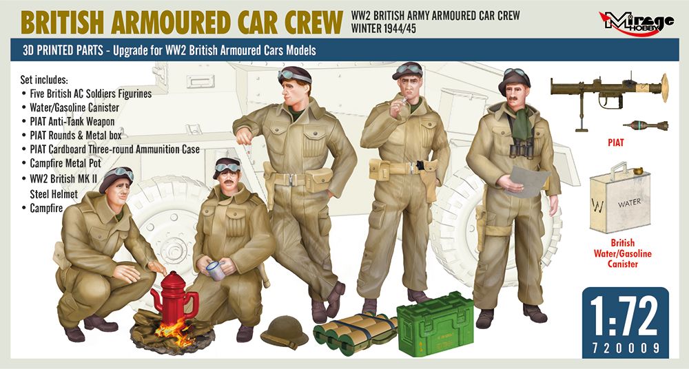 1:72 British Armoured Car Crew - WW2 British Army Armoured Car Crew Winter 1944/45