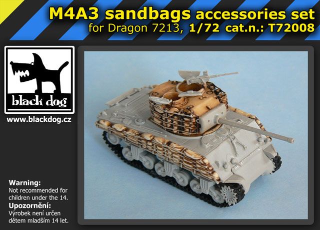 1:72 M4A3 sandbags for Dragon 7213, 6 resin parts