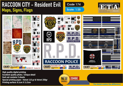1:35 Raccoon City - Maps, Signs, Flags