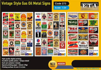 1:24 Vintage Style Gas Oil Metal Signs