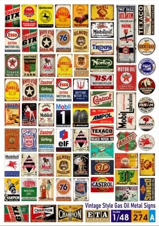 1:48 Vintage Style Gas Oil Metal Signs / Route 66 - Signs