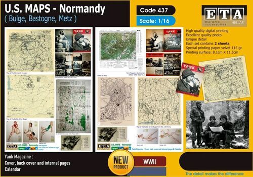 1:16 US Maps - Normandy, Magazine Yank and Calendar