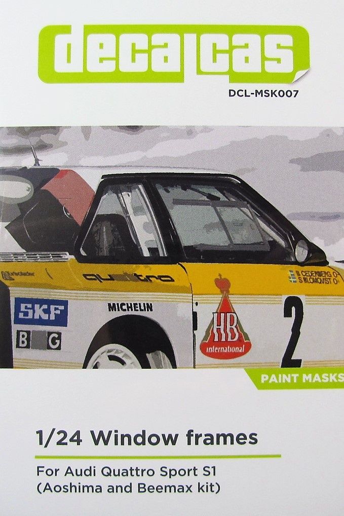 1:24 Window Frame Paint Masks - Audi Quattro Sport S1