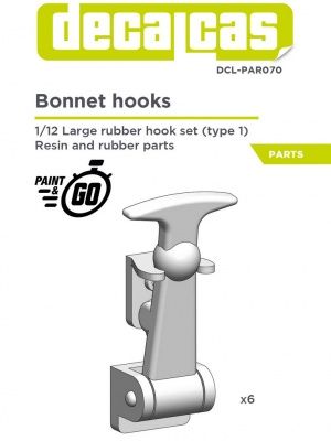 1:12 Large Rubber bonnet hooks - Type 1