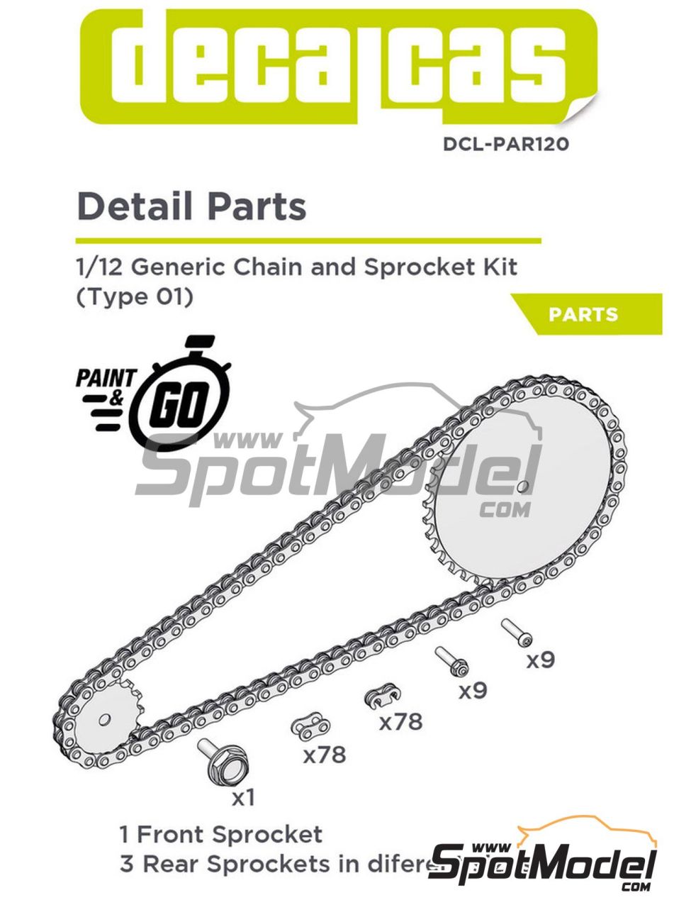 1:12 Generic chain and sprocket kit - type 1