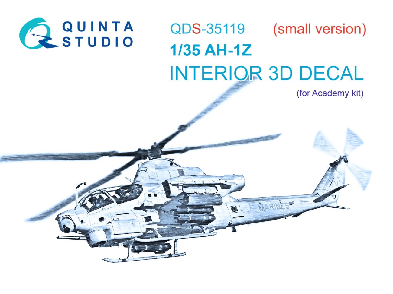 1:35 AH-1Z 3D-Printed & coloured Interior on decal paper (Academy) (Small version)