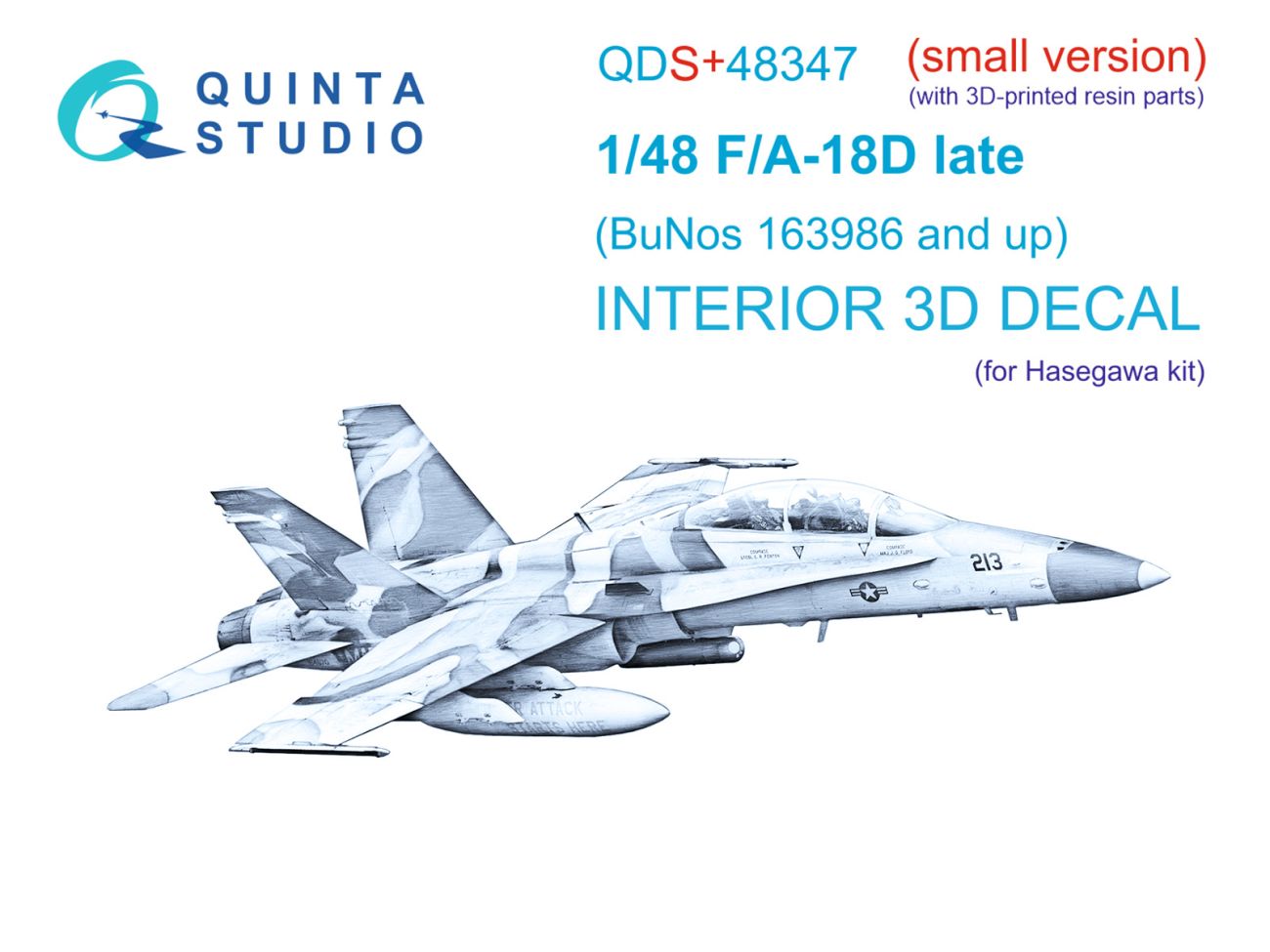 1:48 FA-18D late 3D-Printed & coloured Interior on decal paper (Hasegawa) (with 3D-printed resin parts) (Small version)