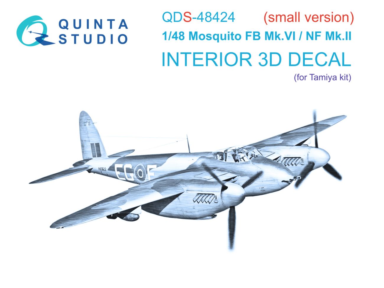 1:48 Mosquito FB Mk.VI/NF Mk.II 3D-Printed & coloured Interior on decal paper (Tamiya) (Small version)