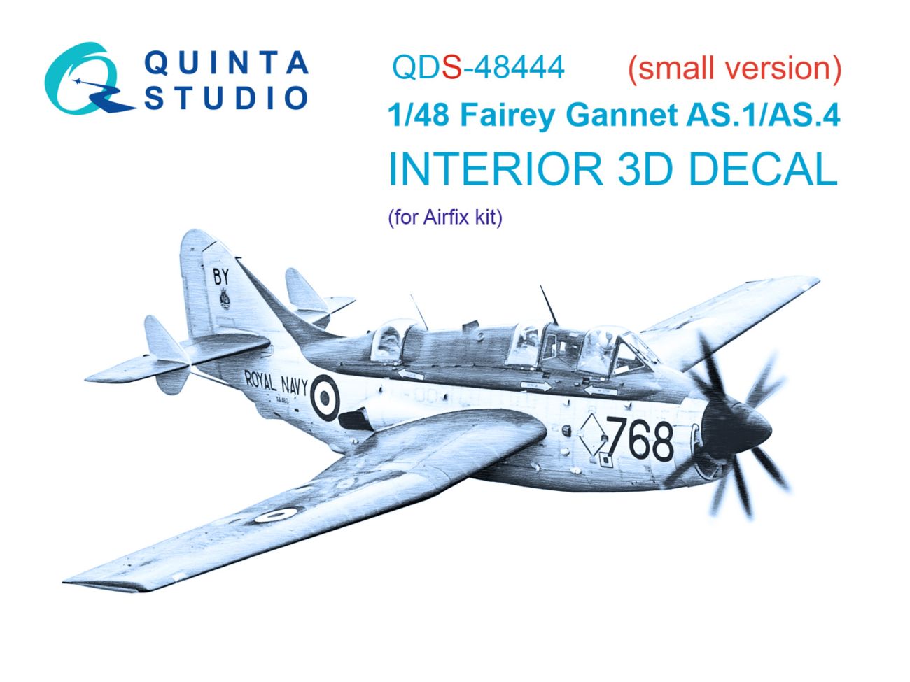 1:48 Fairey Gannet AS.1_AS.4 3D-Printed & coloured Interior on decal paper (Airfix) (Small version)