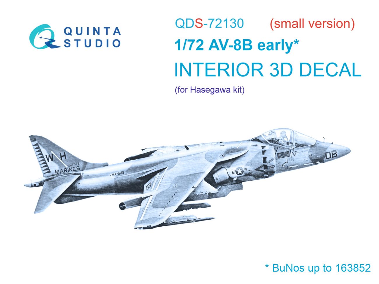 1:72 AV-8B early 3D-Printed & coloured Interior on decal paper (Hasegawa) (small version)