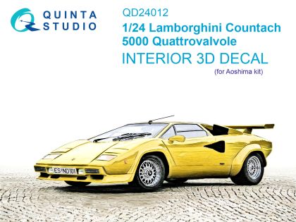 1:24 Lamborghini Countach 5000 QV 3D-Printed & coloured Interior on decal paper (Aoshima)