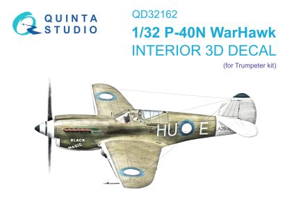 1:32 P-40N Warhawk 3D-Printed & coloured Interior on decal paper (Trumpeter)