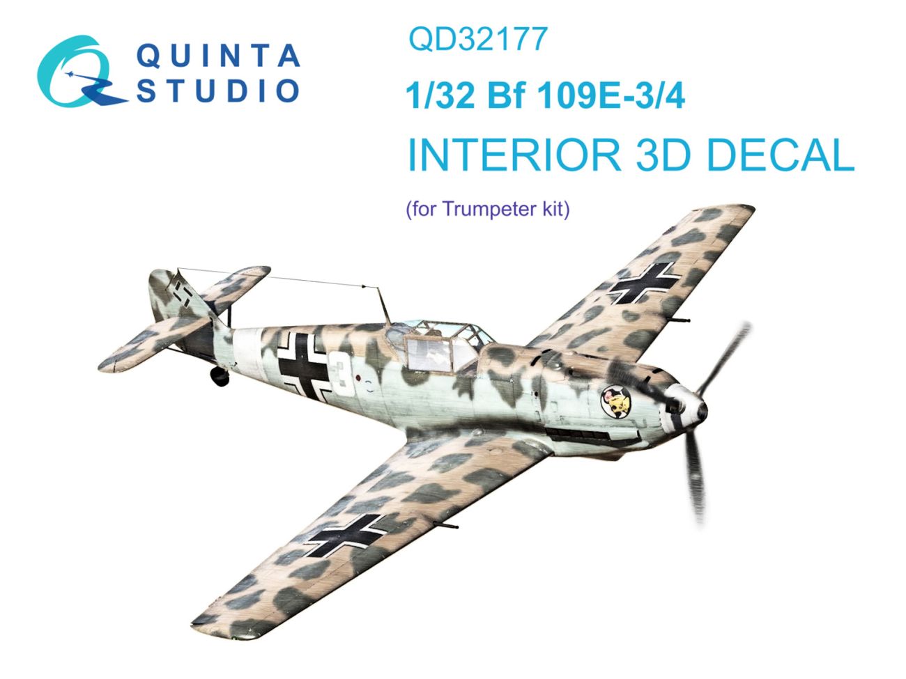 1:32 Bf 109E3/4 3D-Printed & coloured Interior on decal paper (Trumpeter)