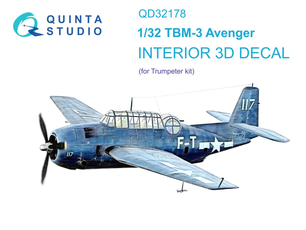 1:32 TBM-3 Avenger 3D-Printed & coloured Interior on decal paper (Trumpeter)