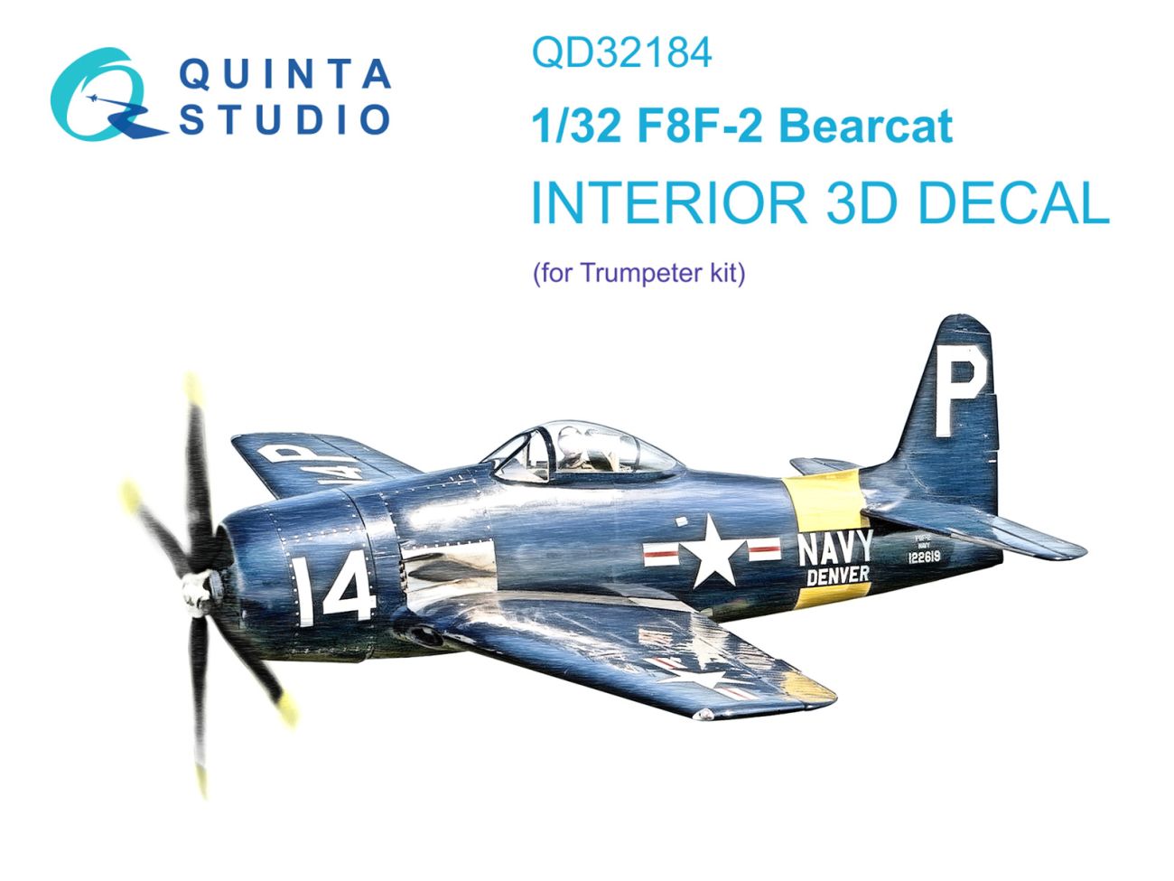 1:32 F8F-2 Bearcat 3D-Printed & coloured Interior on decal paper (Trumpeter)