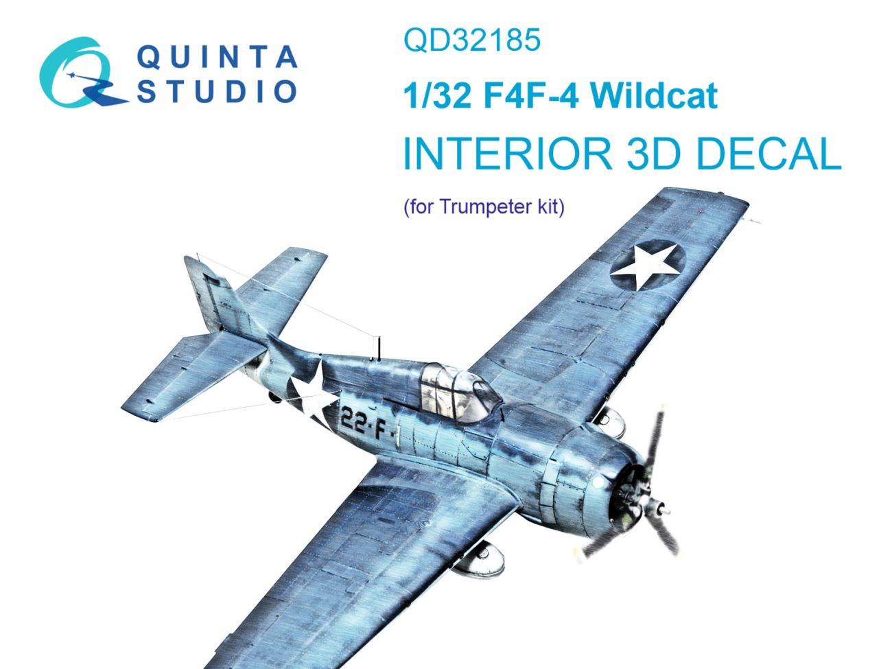 1:32 F4F-4 Wildcat 3D-Printed & coloured Interior on decal paper (Trumpeter)