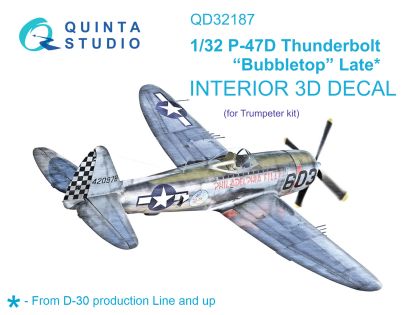 1:32 P-47D Thunderbolt Bubbletop (Late) 3D-Printed & coloured Interior on decal paper (Trumpeter)