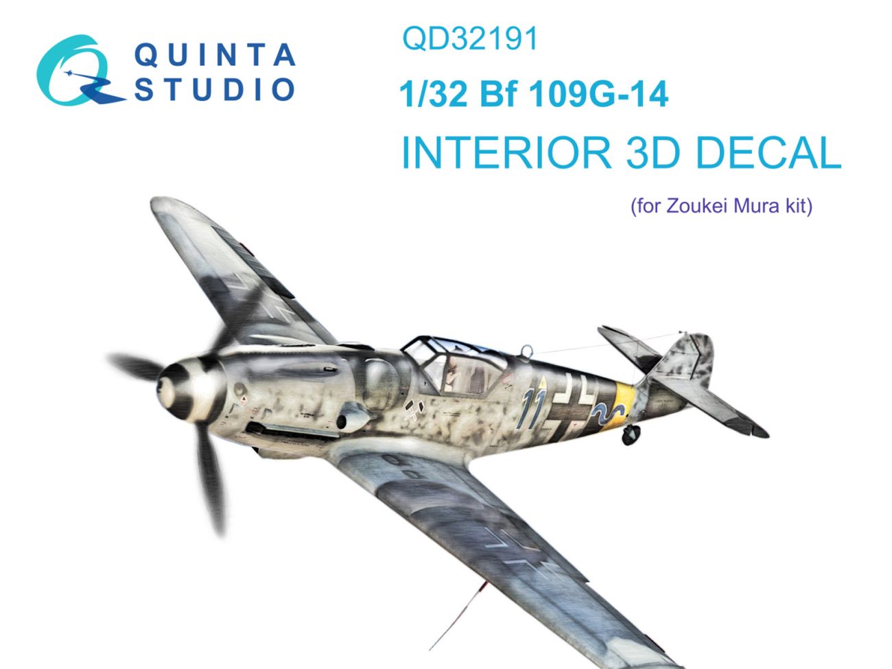 1:32 Bf 109G-14 3D-Printed & coloured Interior on decal paper (Zoukei Mura SWS)