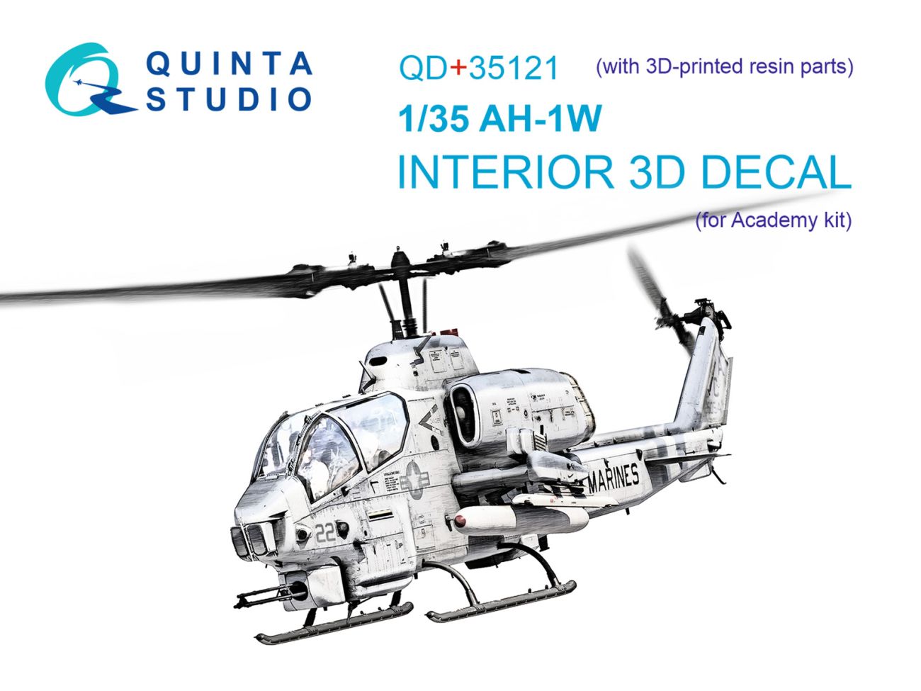 1:35 AH-1W 3D-Printed & coloured Interior on decal paper (Academy) (with 3D-printed resin parts)