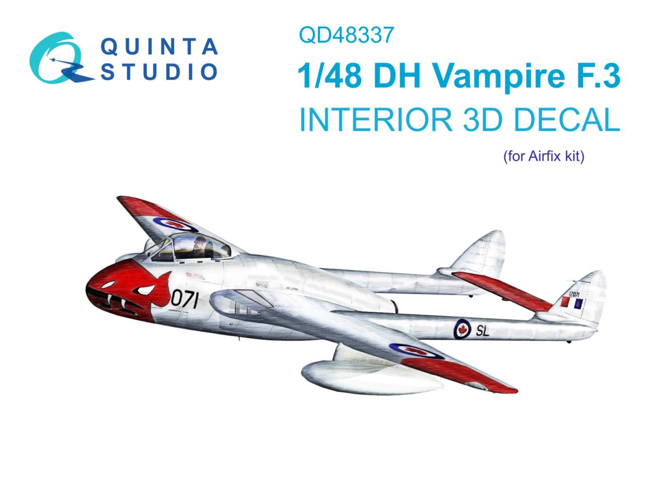 1:48 DH Vampire F.3 3D-Printed & coloured Interior on decal paper (Airfix)