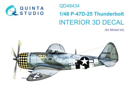 1:48 P-47D-25 Thunderbolt 3D-Printed & coloured Interior on decal paper (Miniart)