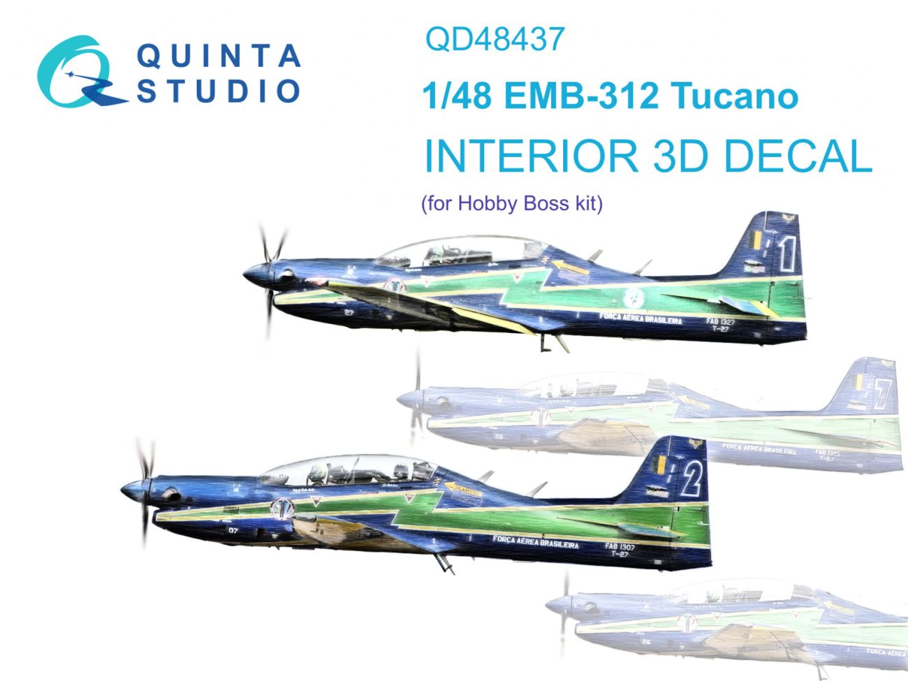 1:48 EMB-312 Tucano 3D-Printed & coloured Interior on decal paper (Hobby Boss)