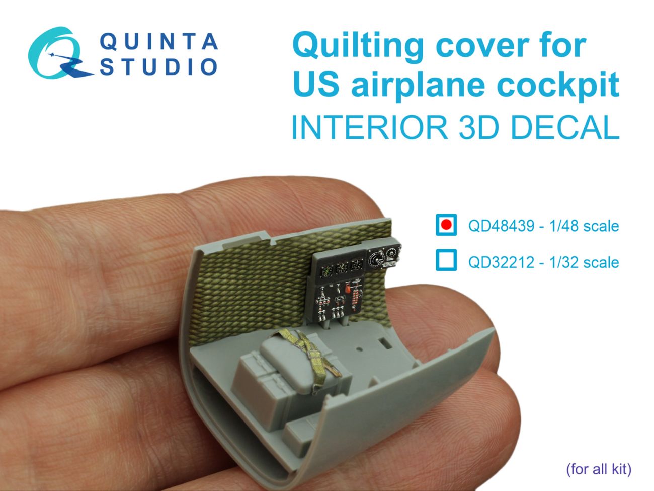 1:48 Quilting cover for US airplane cockpit. 3D-Printed & coloured Interior on decal paper (All kits)