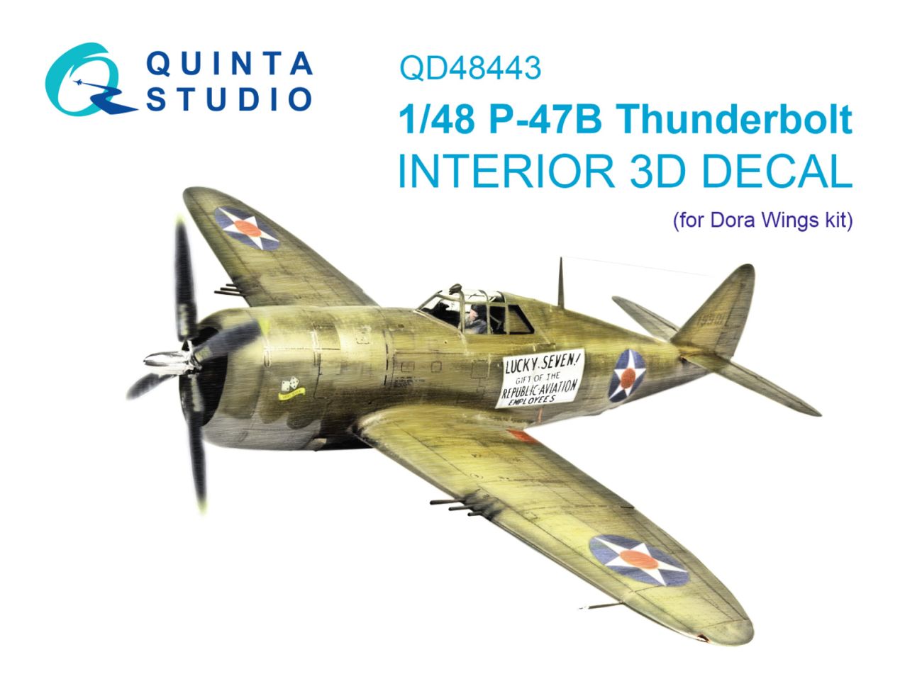 1:48 P-47B Thunderbolt 3D-Printed & coloured Interior on decal paper (Dora Wings)