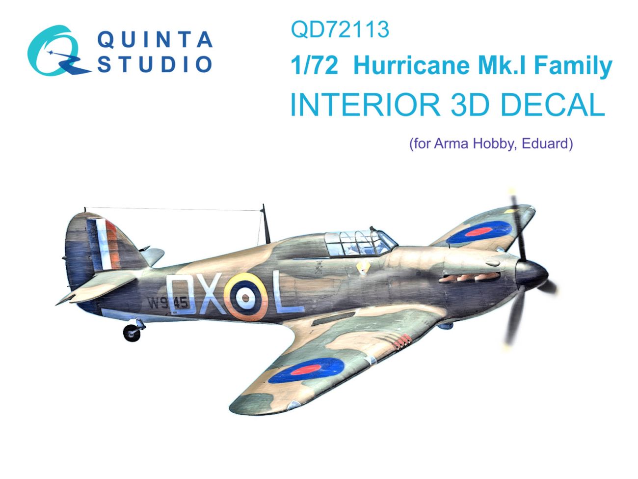 1:72 Hurricane Mk.I family 3D-Printed & coloured Interior on decal paper (Arma Hobby)