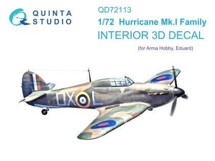 1:72 Hurricane Mk.I family 3D-Printed & coloured Interior on decal paper (Arma Hobby)