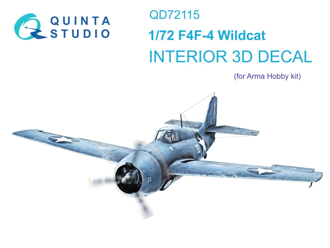 1:72 F4F-4 Wildcat 3D-Printed & coloured Interior on decal paper (Arma Hobby)