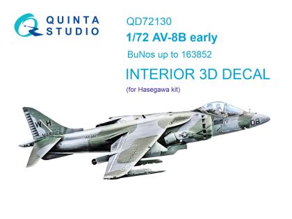 1:72 AV-8B early 3D-Printed & coloured Interior on decal paper (Hasegawa)